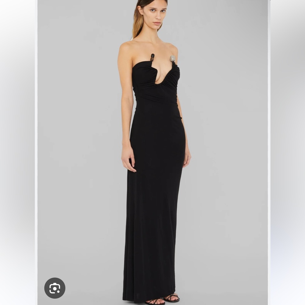 NWT CHRISTOPHER ESBER ODESSA ARCED STRAPLESS GOWN - BLACK